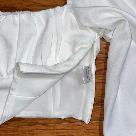 Princess Polly Ariah White Long Balloon Sleeve Milkmaid Crop Top Size 4 - Picture 13 of 16